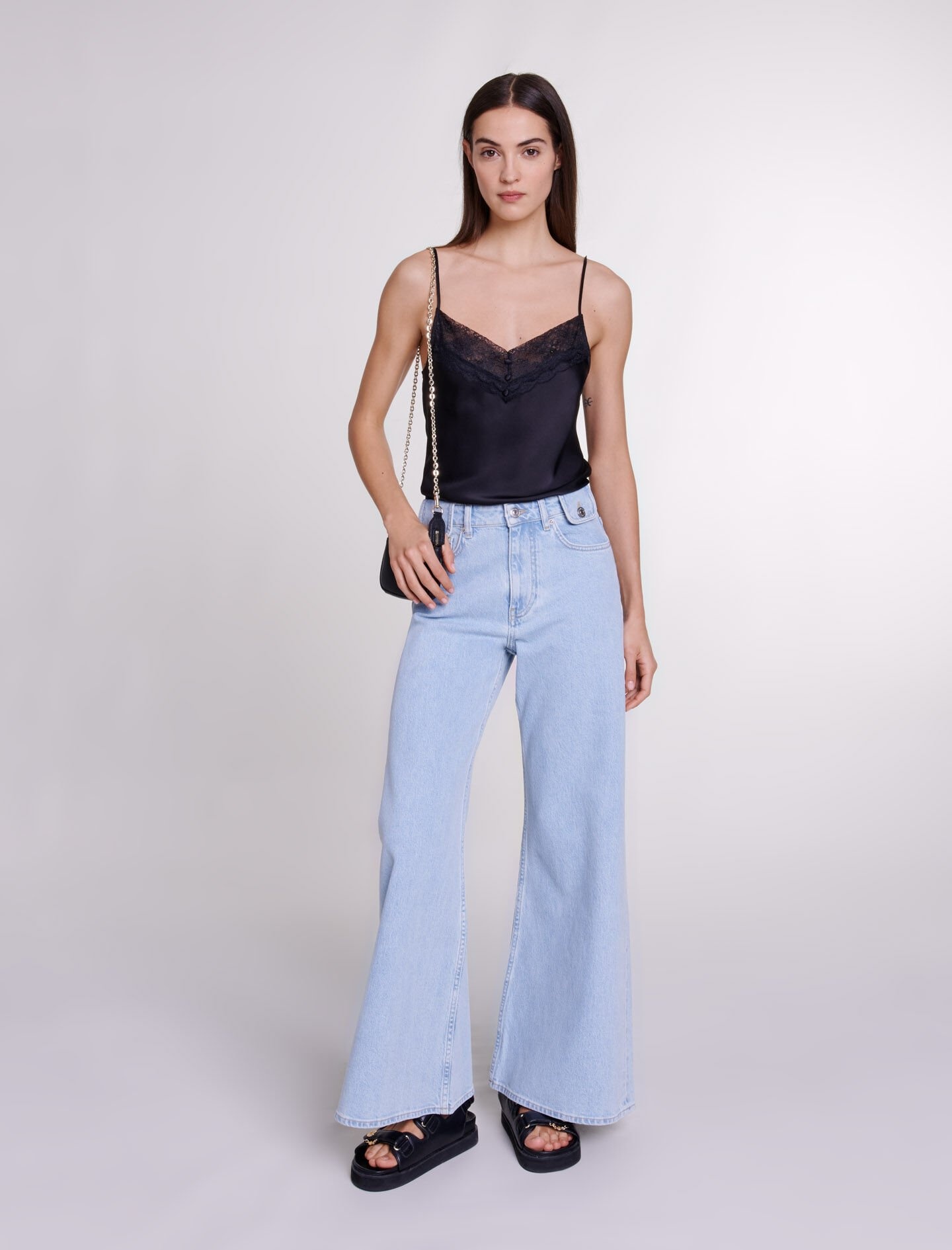 Silk satin and lace top - 2