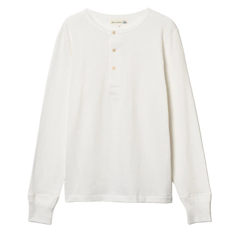 2M06 Vintage Machine Refined Classic Fit Long Sleeve Henley White - 1
