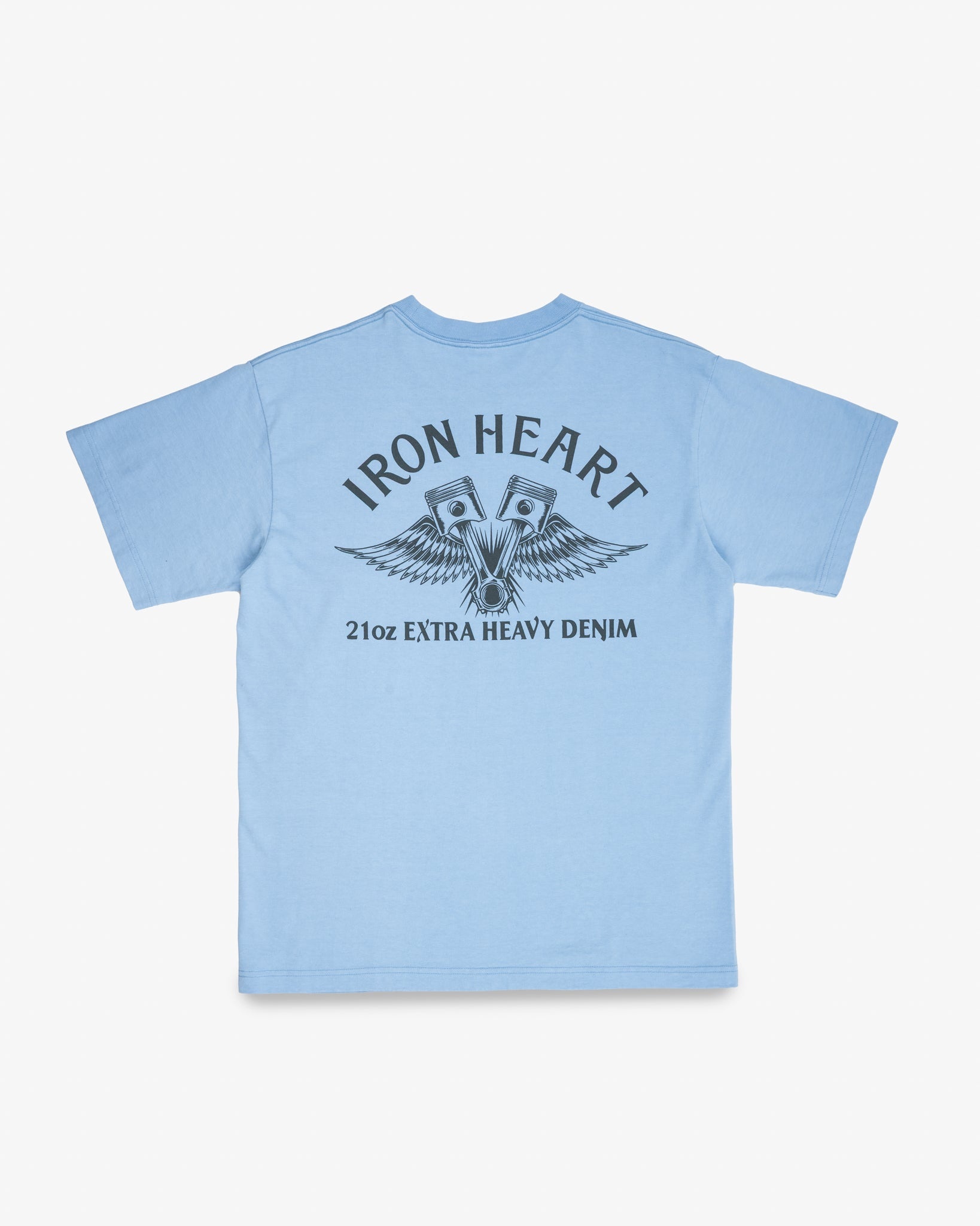 7.5OZ PRINTED LOOPWHEEL CREW NECK T-SHIRT - SAX BLUE - 5