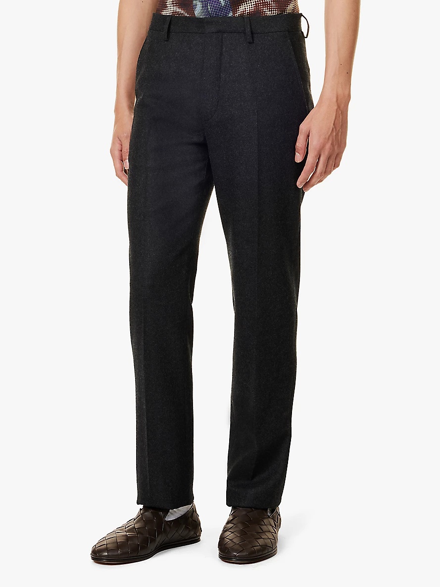 Regular-fit straight-leg wool trousers - 3