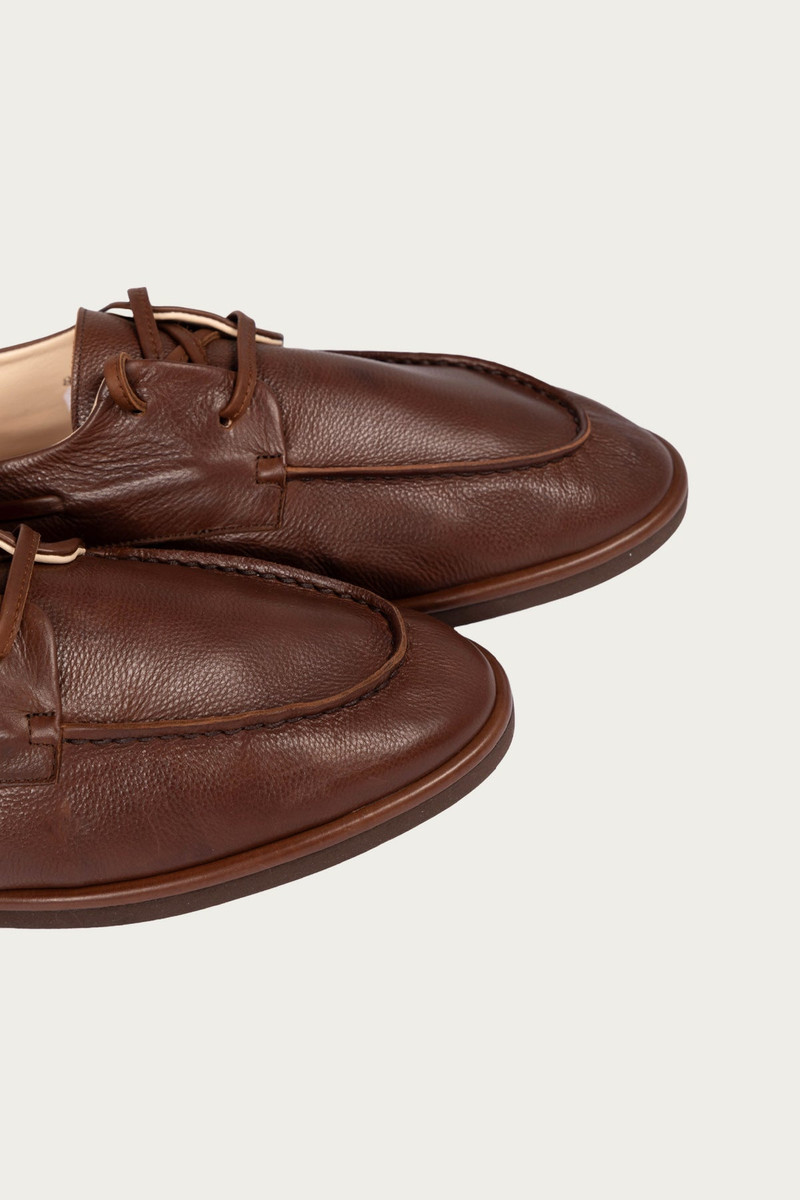 Soft Leather Deck Shoes - Brown 5