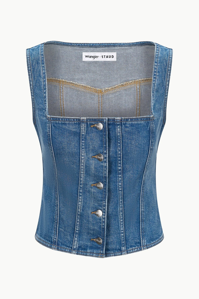 STAUD WRANGLER TRUCKER TOP INDIGO WASH 1