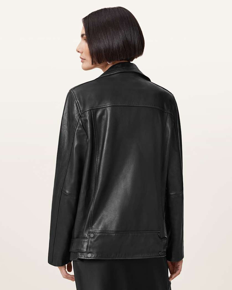 ALLSAINTS BILLIE RELAXED FIT LEATHER BIKER JACKET outlook