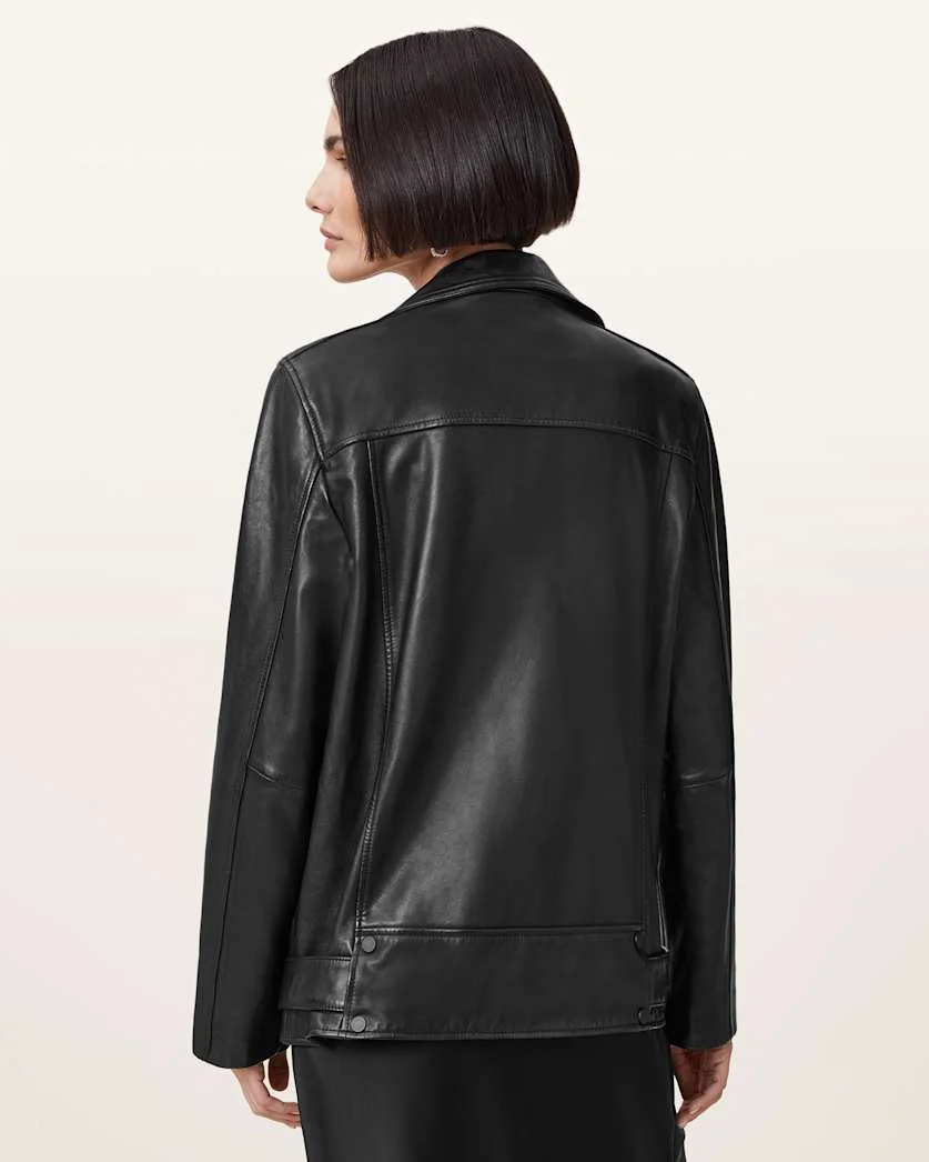 BILLIE RELAXED FIT LEATHER BIKER JACKET - 1