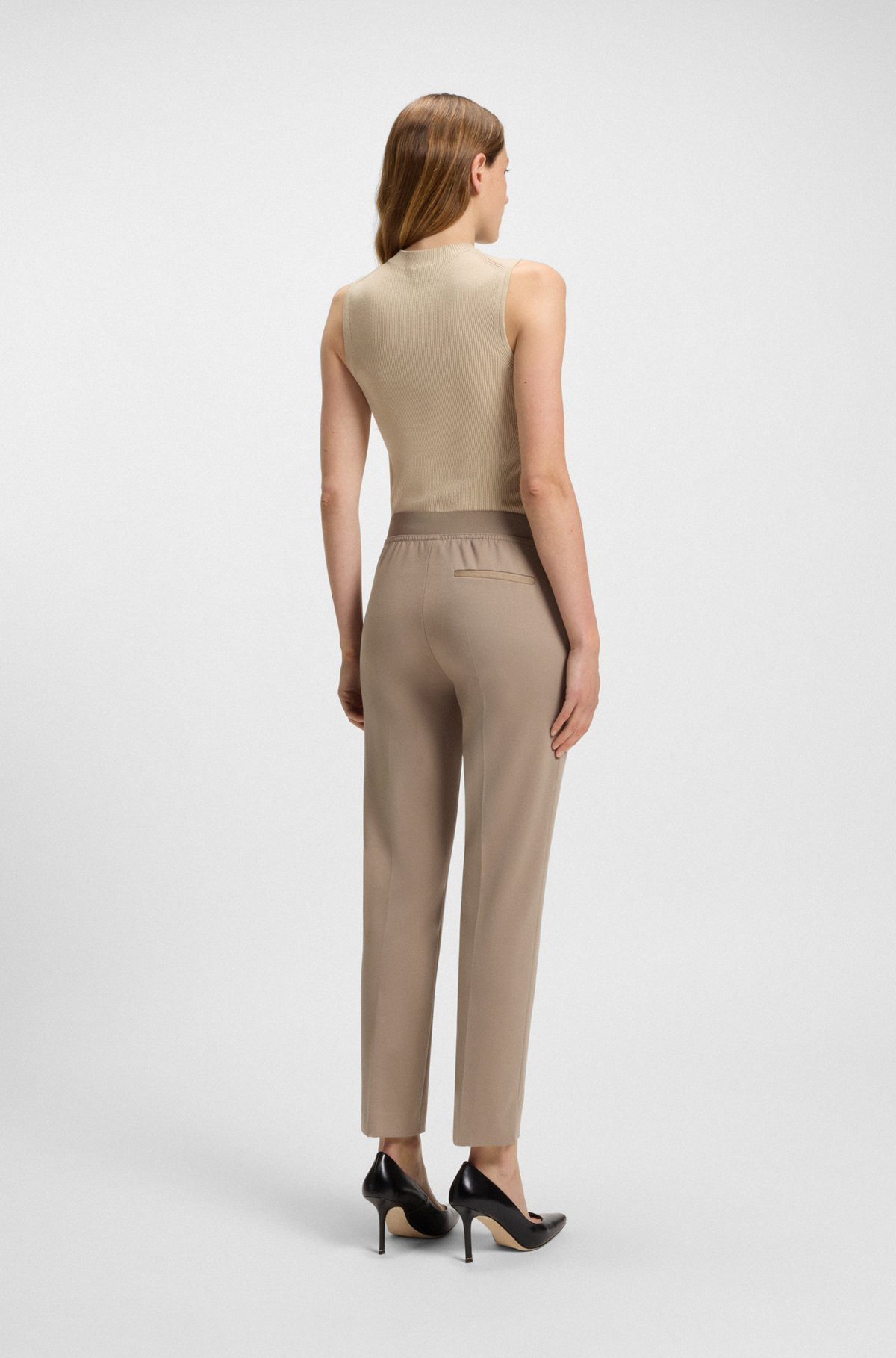 SLIM-FIT PANTS IN MICRO-STRUCTURED STRETCH FABRIC - 4