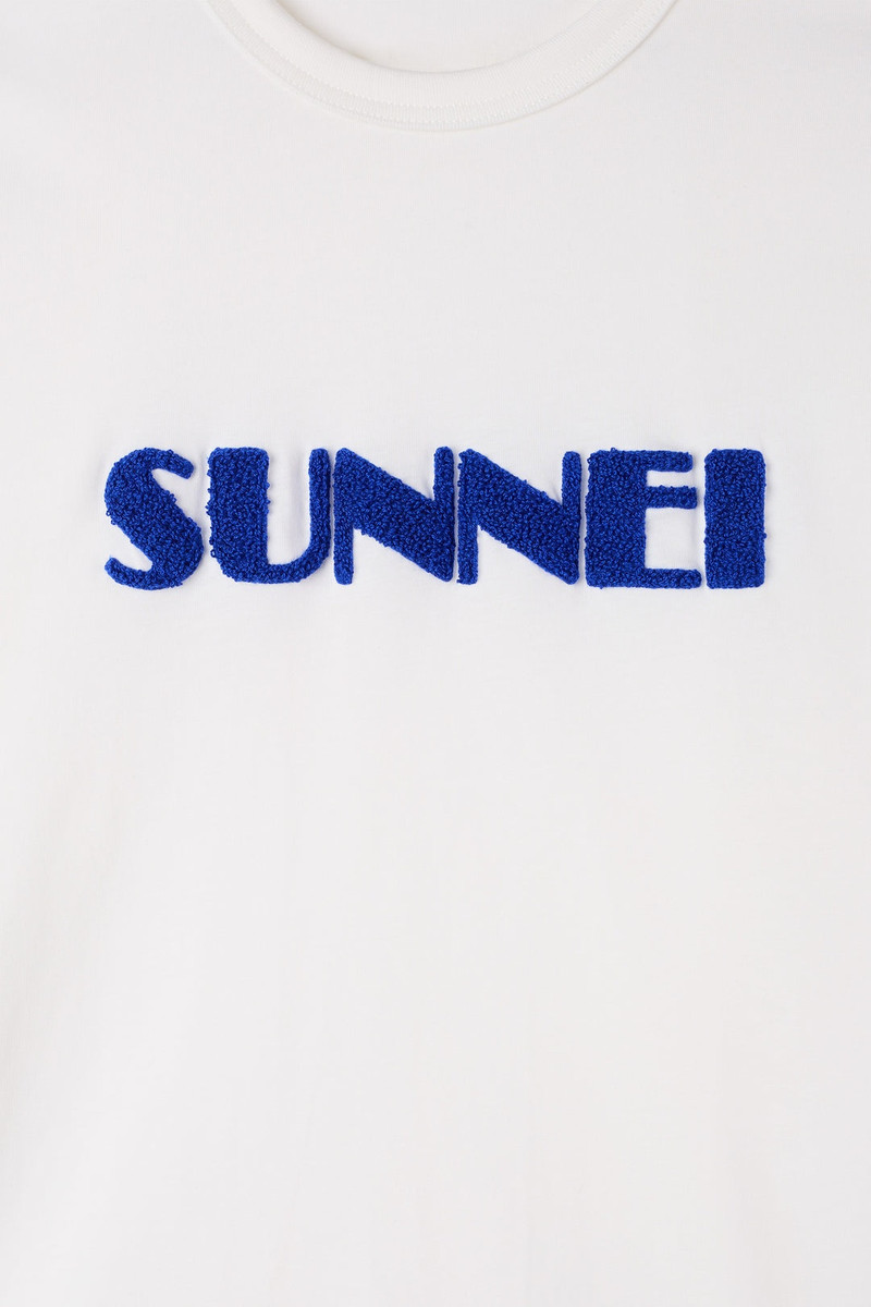 BIG LOGO BOUCLE CLASSIC T-SHIRT / off white & electric blue 6