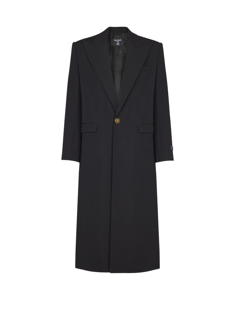 Long coat in grain de poudre wool 1