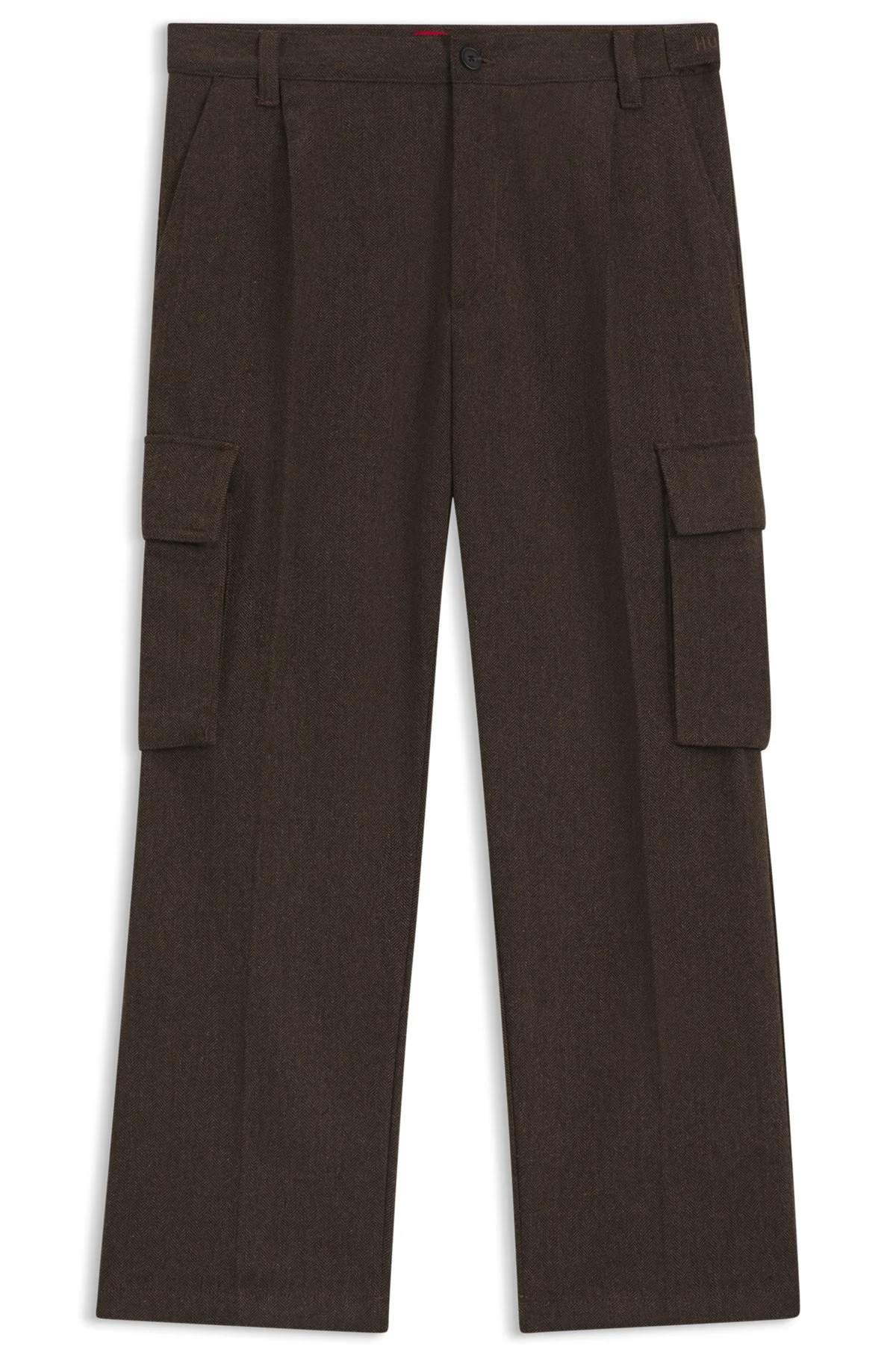 SLIM-FIT CARGO TROUSERS IN HERRINGBONE FABRIC - 1