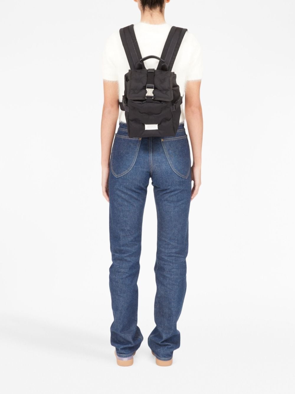 numbers-patch quilted backpack - 2
