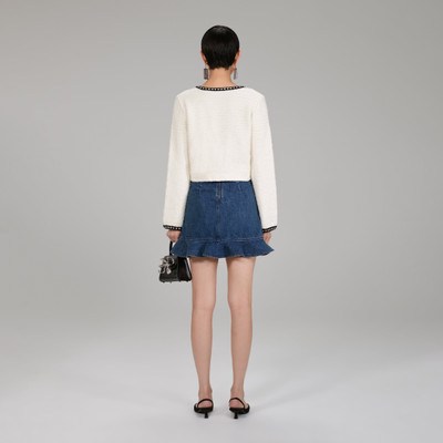 self-portrait Ivory Tape Knit Cardigan outlook