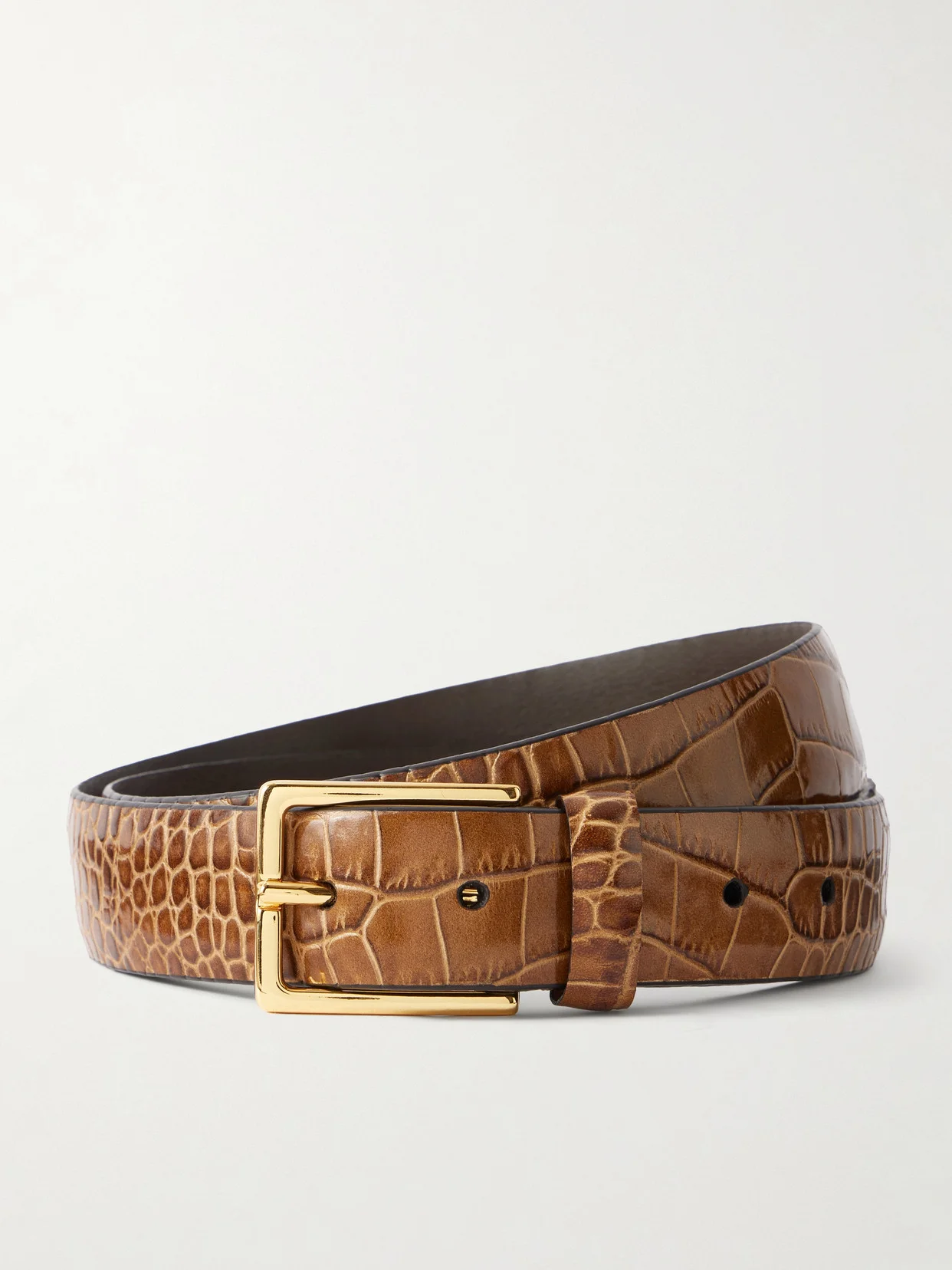 Croc-effect Leather Belt - 1