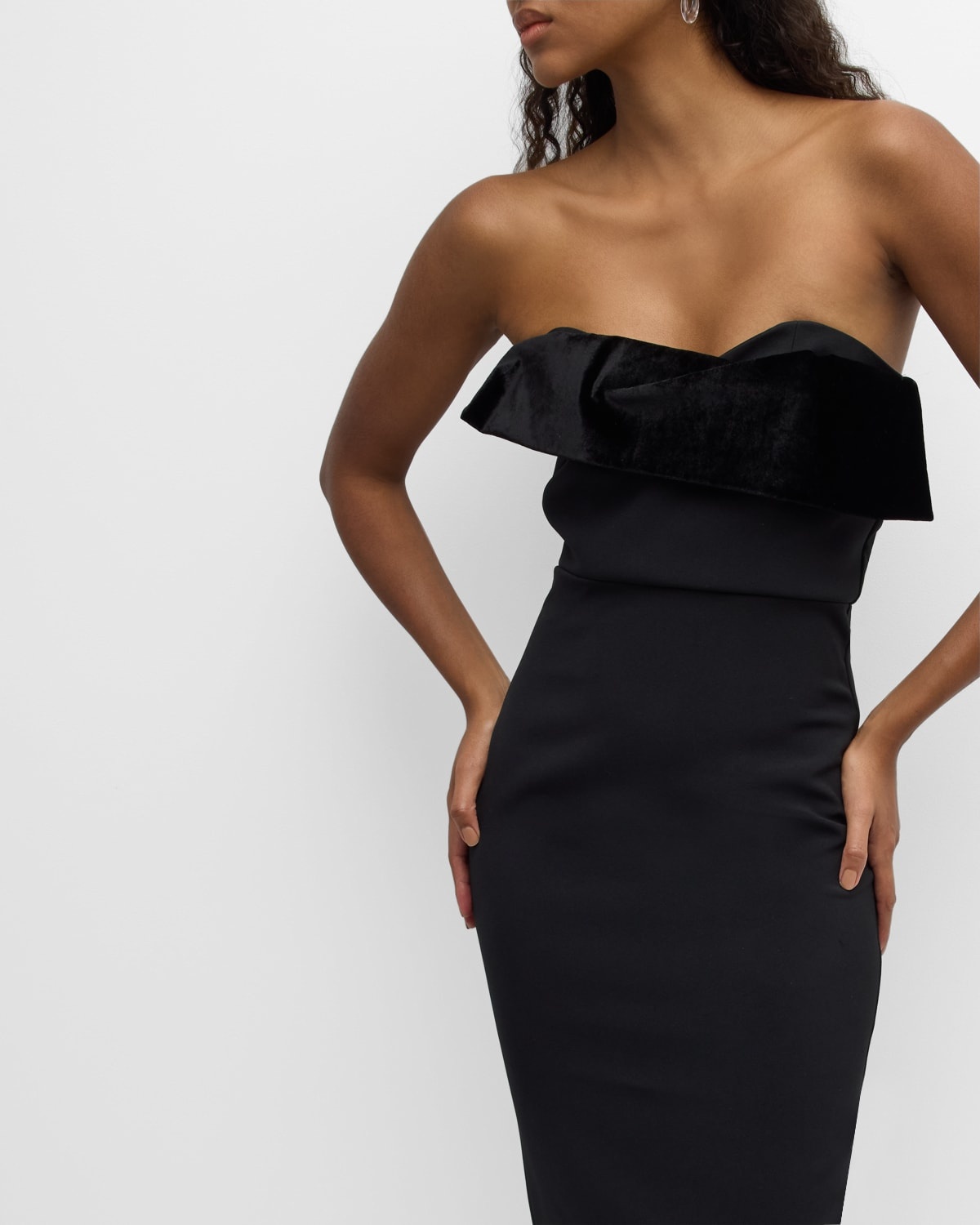 Strapless Crepe Midi Dress - 7