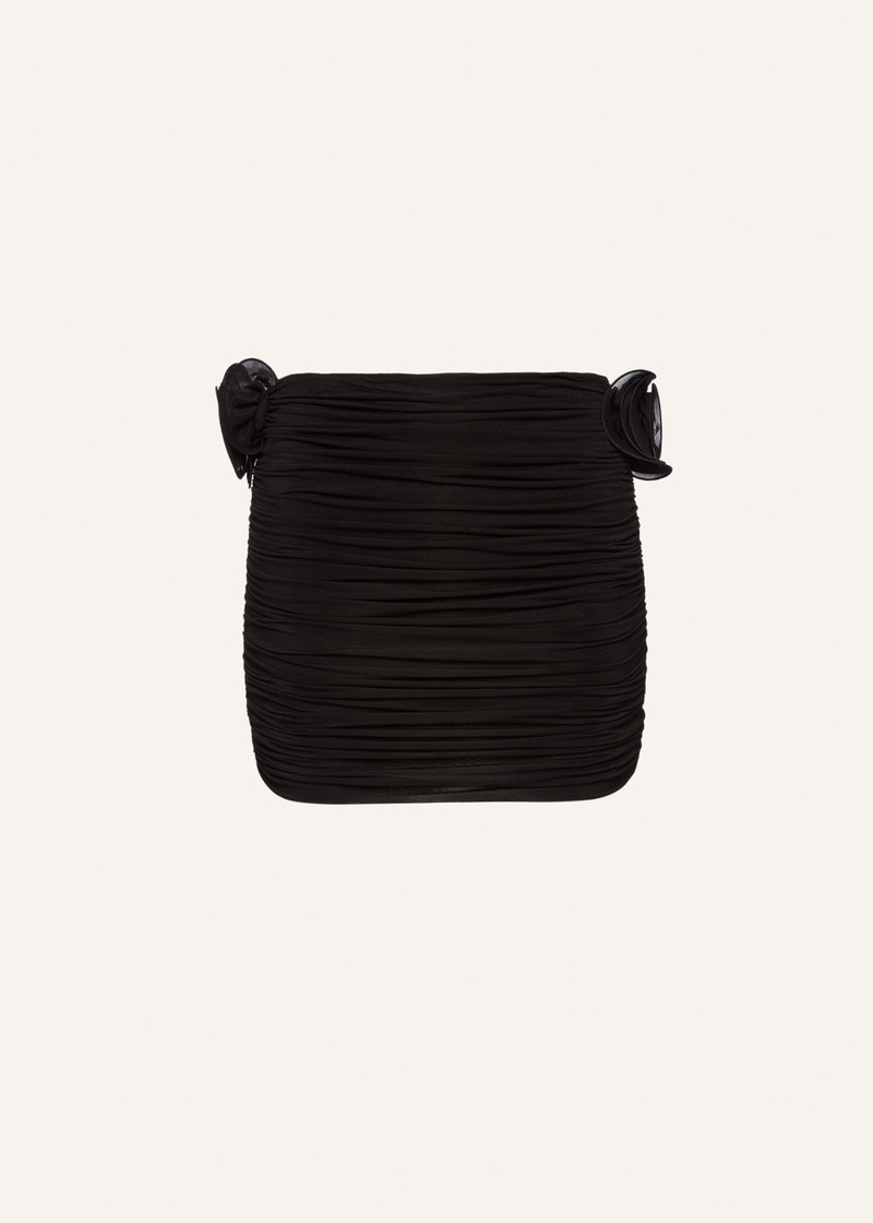 Ruched cupro mini skirt in black - 1