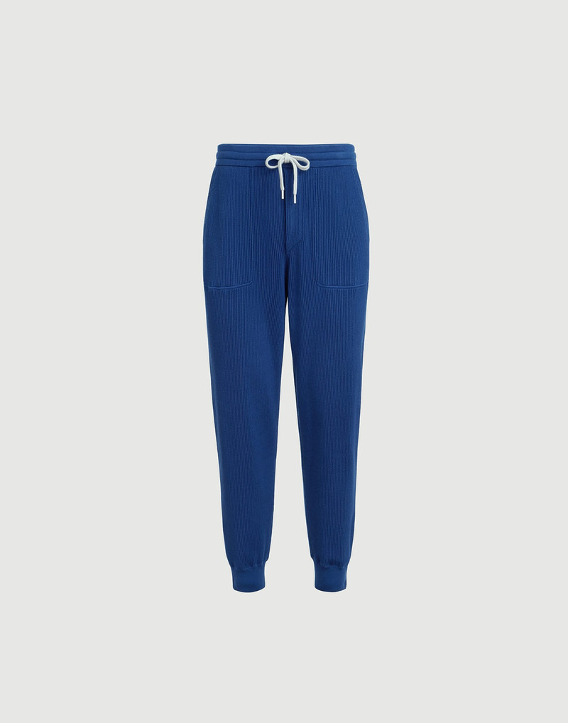 Cotton English rib knit trousers with zipper cuffs 1
