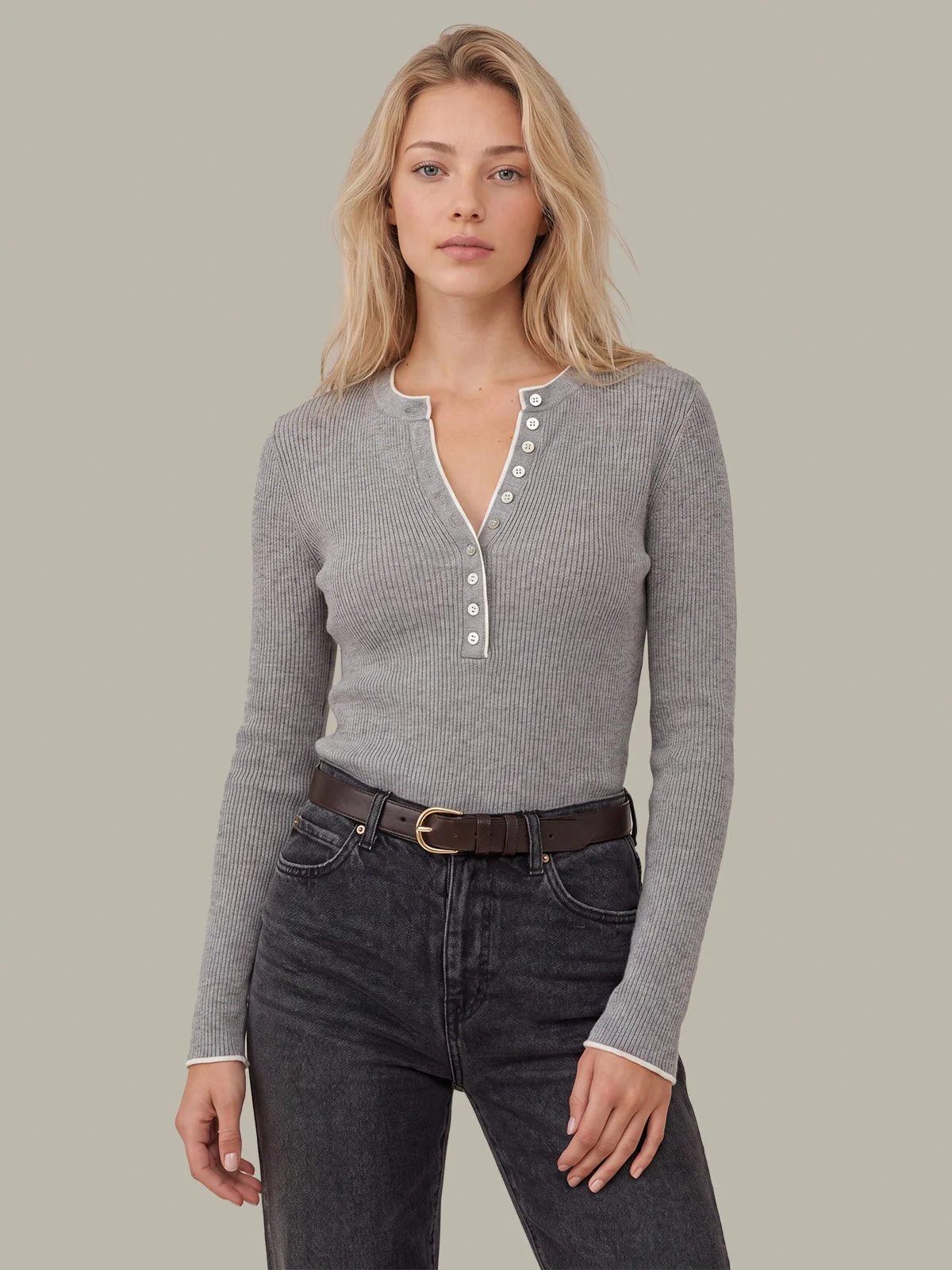 Emmeline Rib Layered Henley - 1