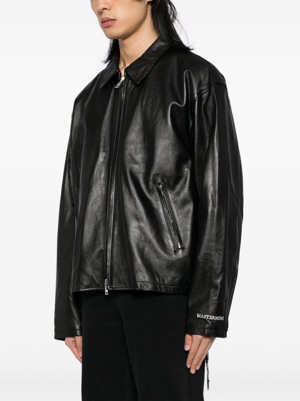 full-zip leather jacket - 3