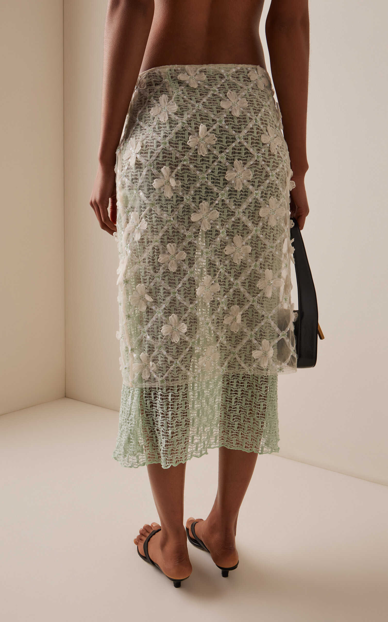 Lunies Flower-Embellished Lace Midi Skirt multi - 4