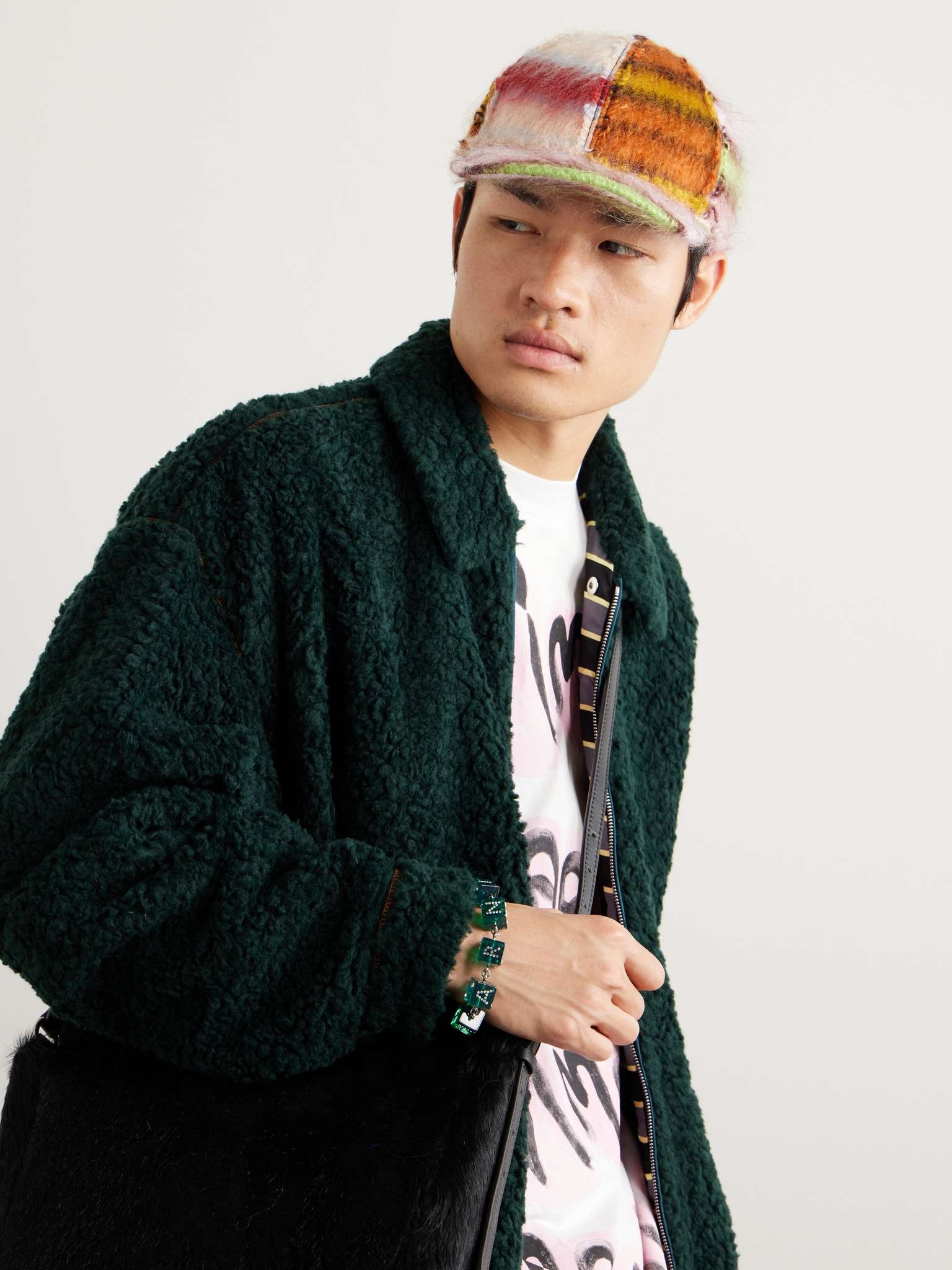 Patchworked Striped Mohair-Blend Baseball Cap - 2