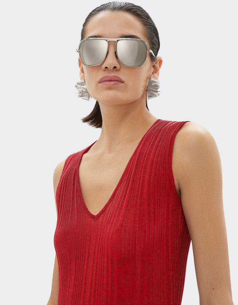 Sleeveless dress in viscose and lurex 5