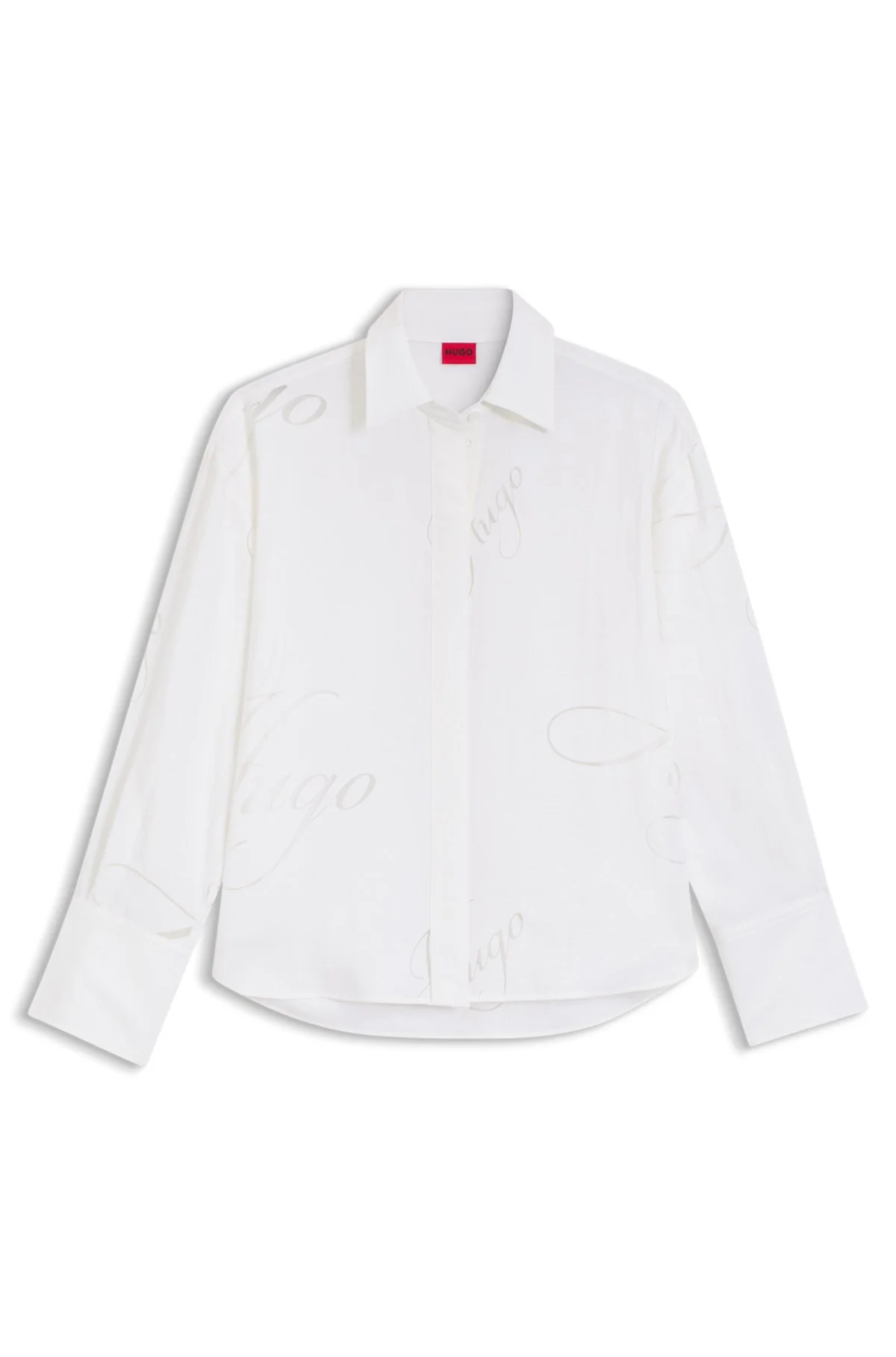 OVERSIZED-FIT BLOUSE WITH BURNOUT LOGO PRINT - 1
