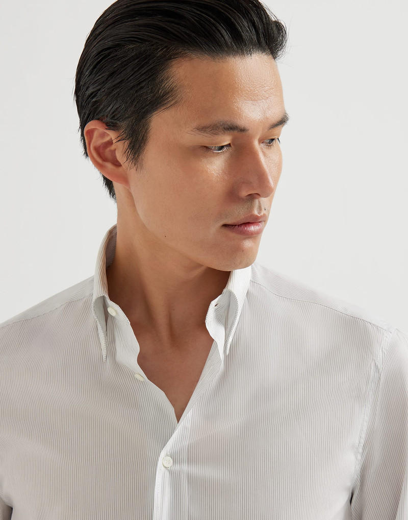 Striped poplin shirt with button-down collar 3