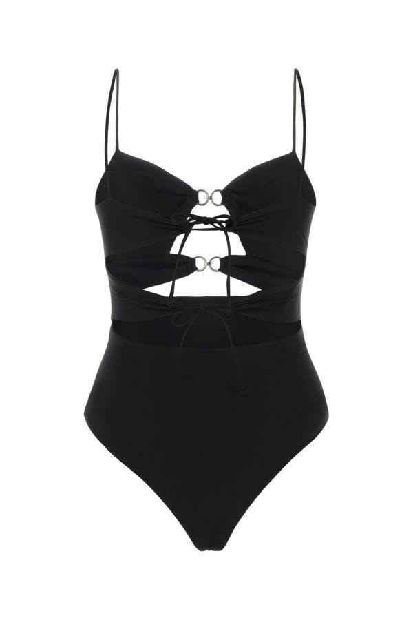 Black stretch polyester swimsuit - 2