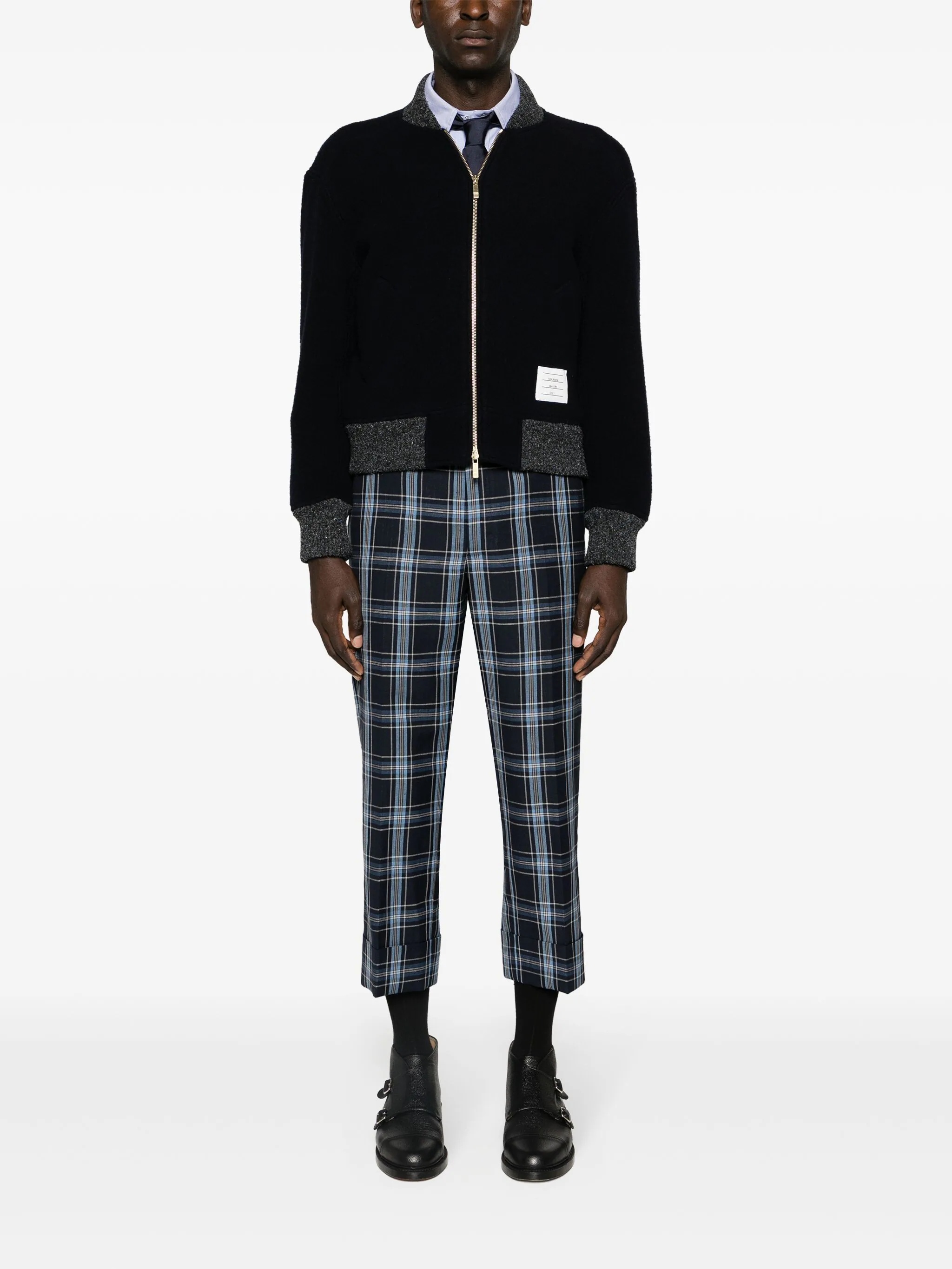 THOM BROWNE Men Bomber W/CB Rwb Stripe In Wool Fleece - 3