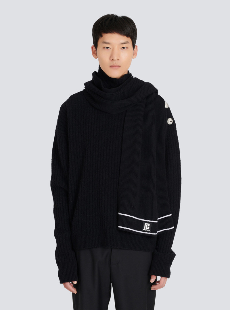 Wool scarf with Balmain logo 3