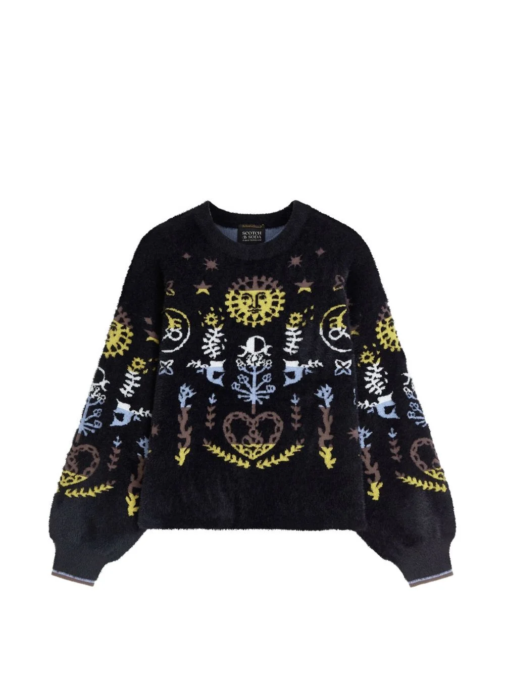 graphic-intarsia brushed-knit sweater - 1