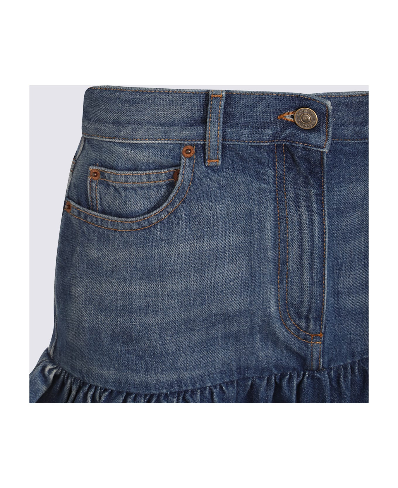 Blue Denim Cotton Skirt - 3