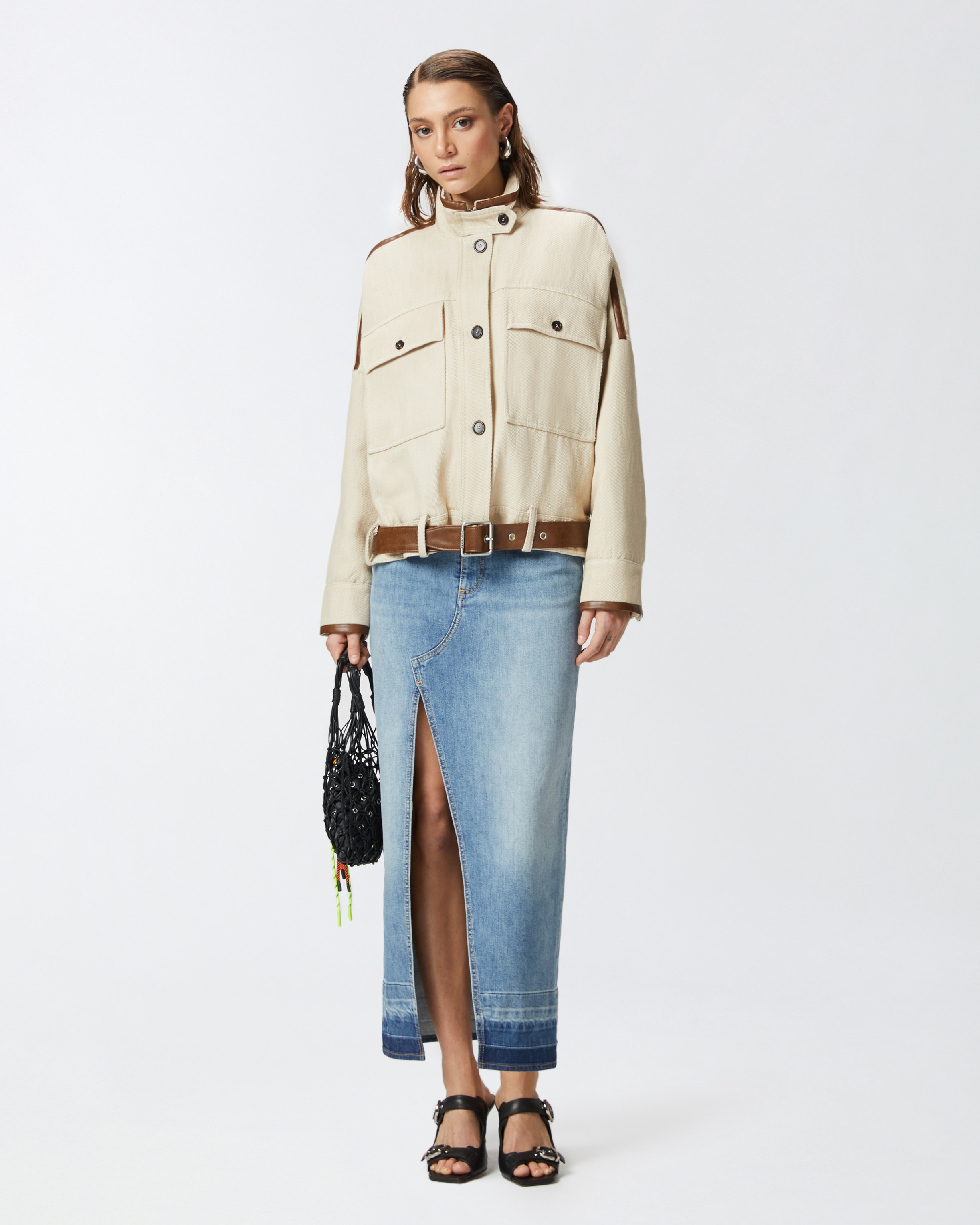 BLOUSON JACKET WITH LEATHER-EFFECT EDGING - 3