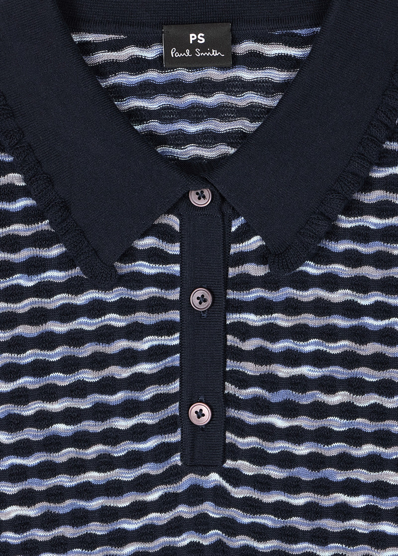 Paul Smith Women's Navy Textured Cotton Knitted Polo Shirt outlook