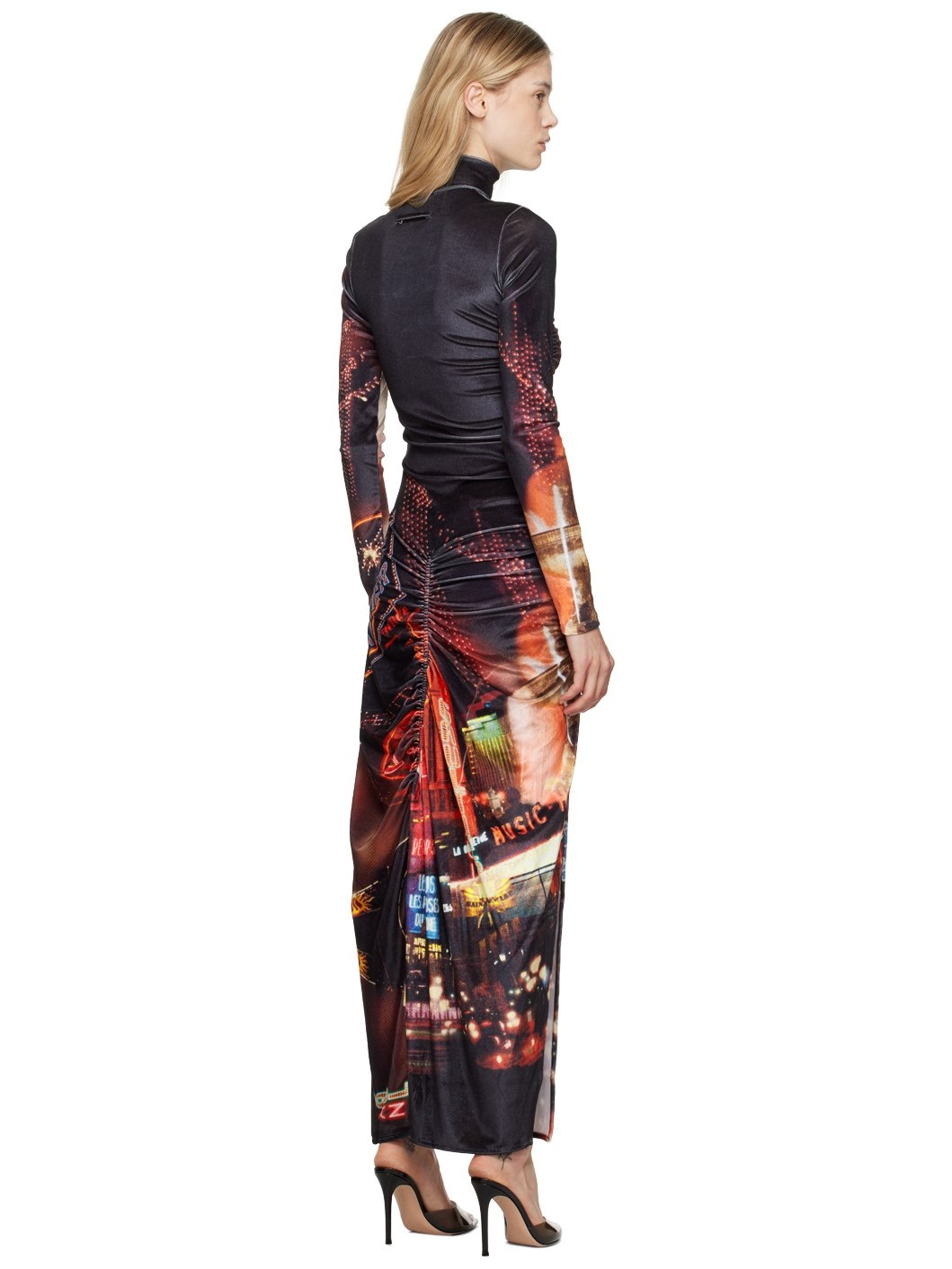 Black & Red 'The Velvet Pigalle' Maxi Dress - 3
