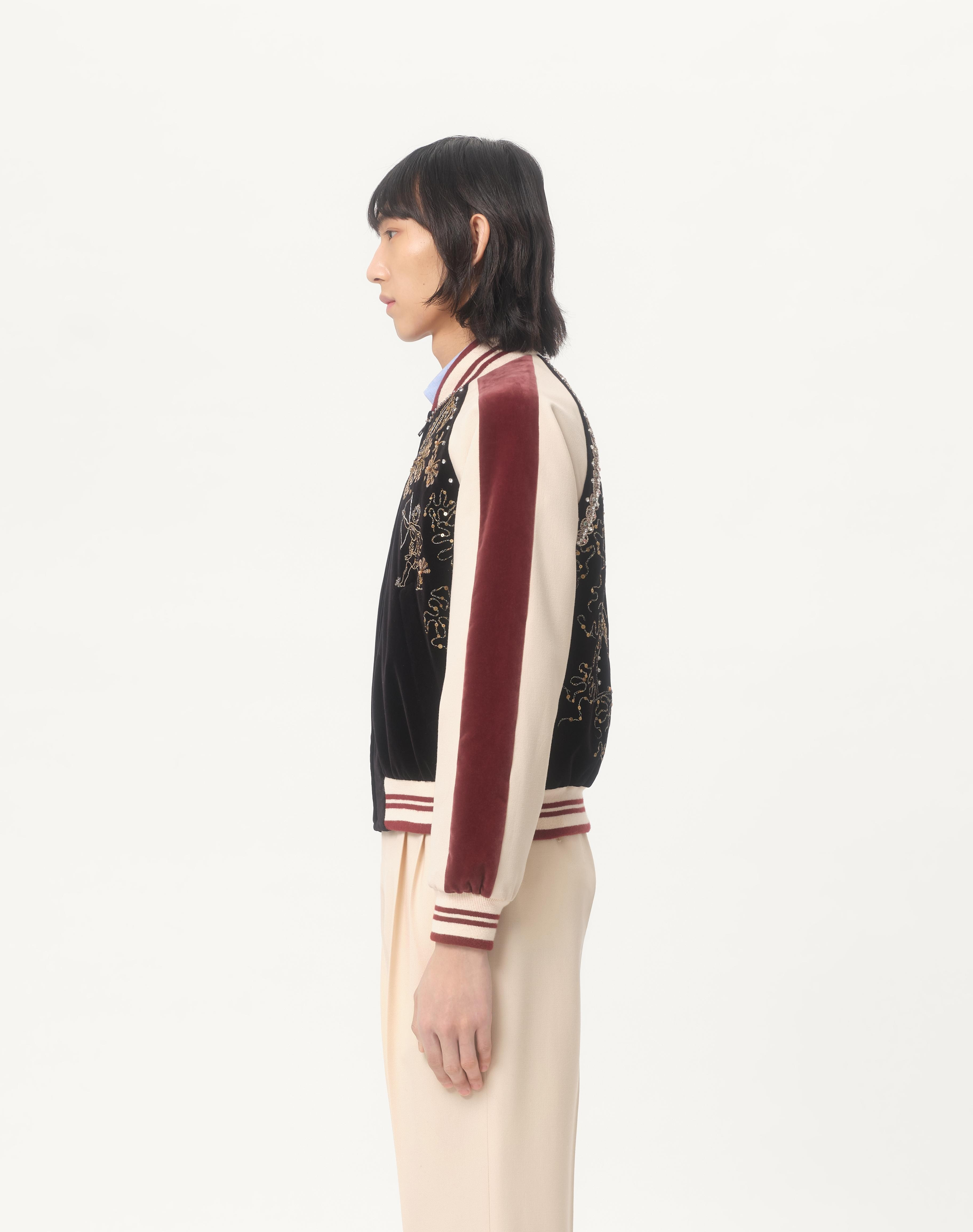 COTTON VELVET BOMBER WITH SEQUIN AND BEAD EMBROIDERY - 6