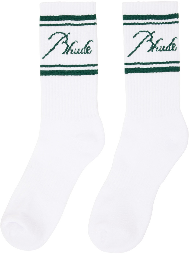 Rhude White Script Logo Socks outlook