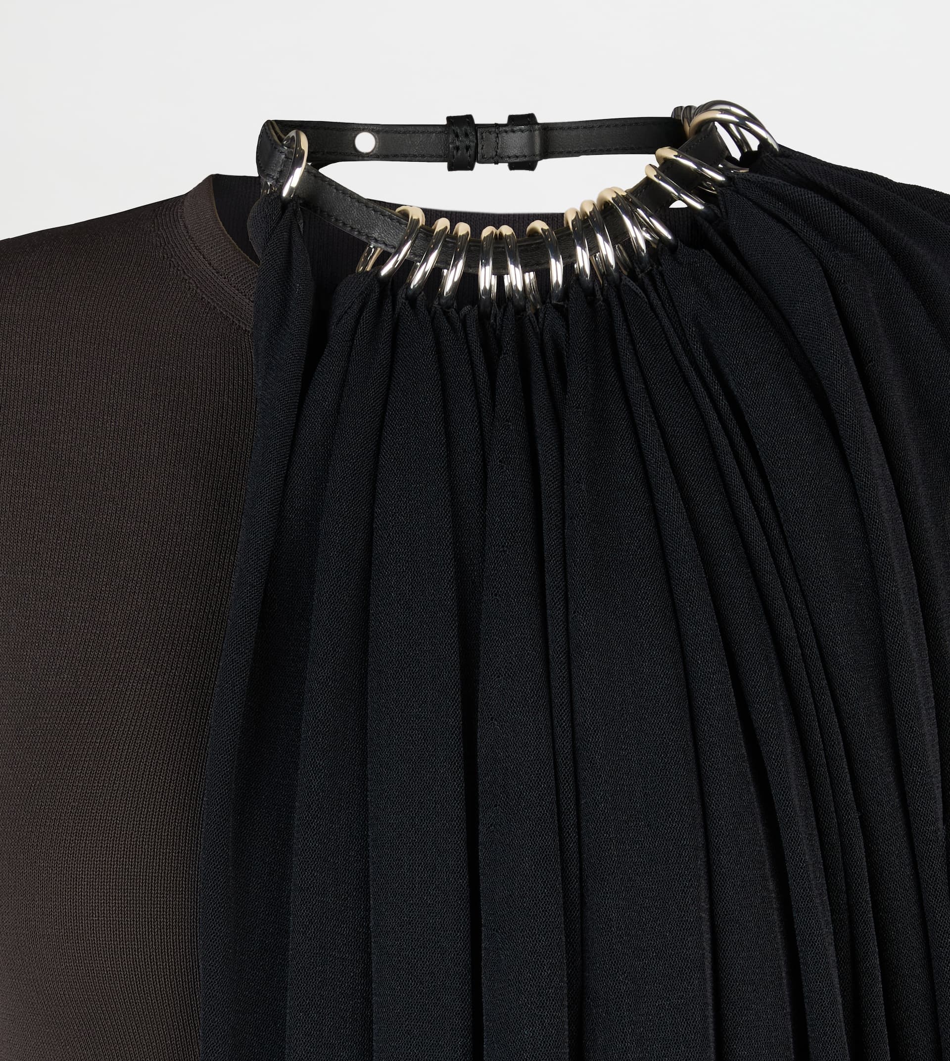 DRESS WITH DRAPE IN STRETCH VISCOSE - BROWN, BLACK - 7