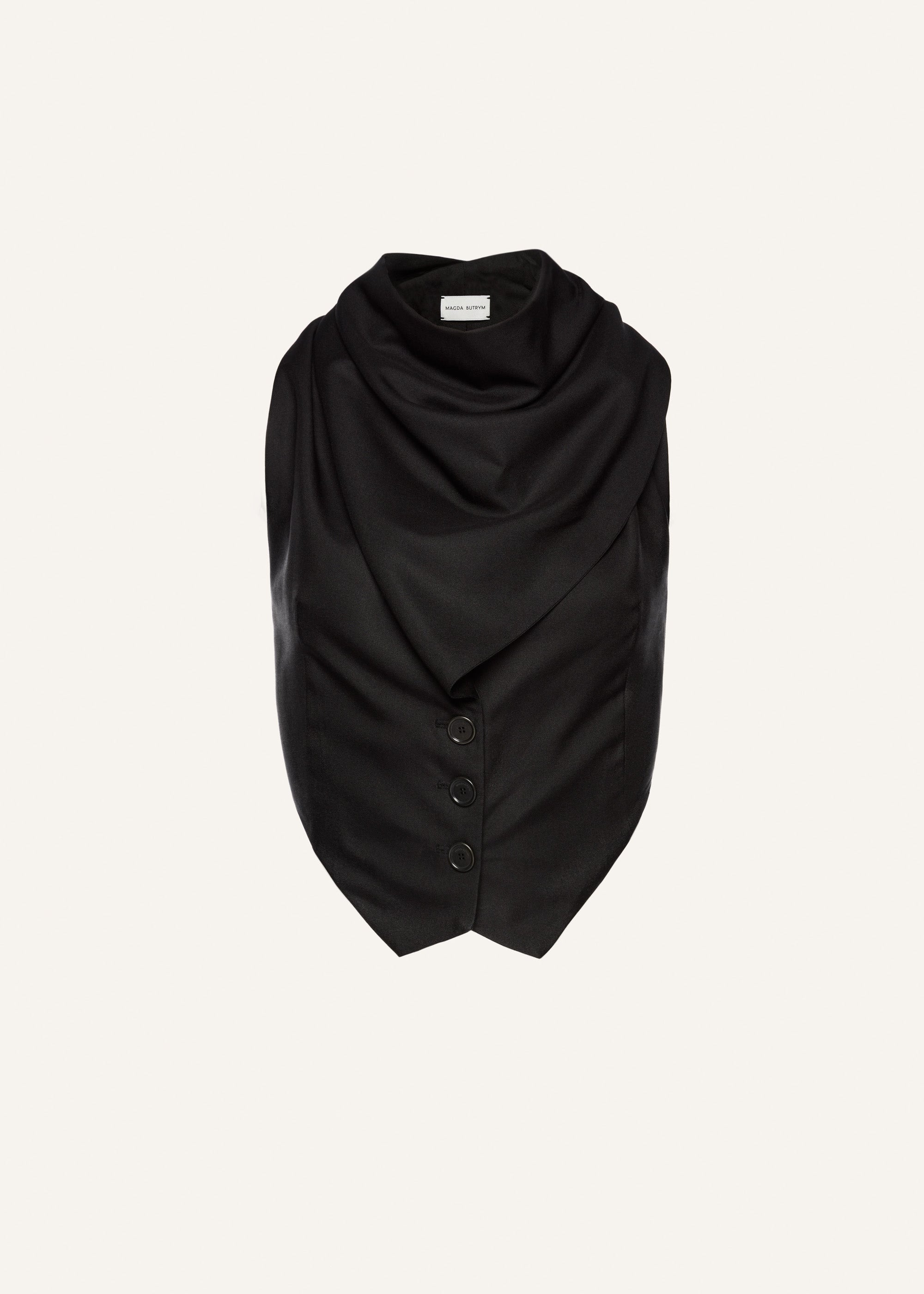 Scarf detail waistcoat in black - 1