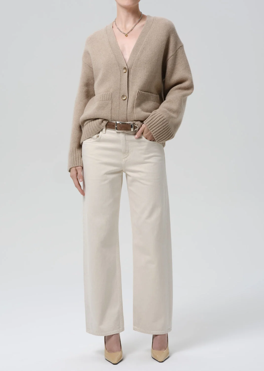 Essential Slouchy Cardigan Sweater In Fawn - 1