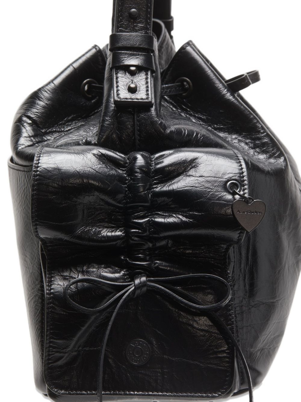 drawstring ruffled leather shoulder bag - 4