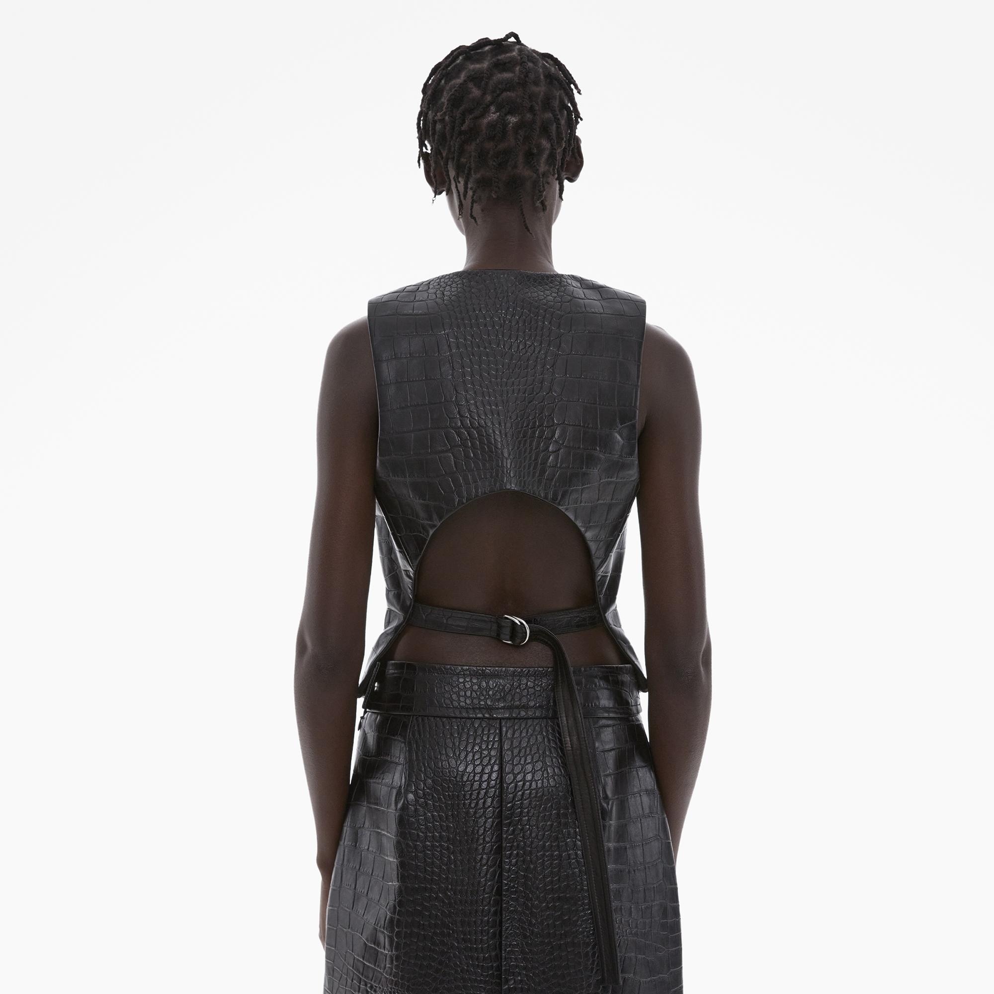 EMBOSSED LEATHER TUXEDO VEST - 4