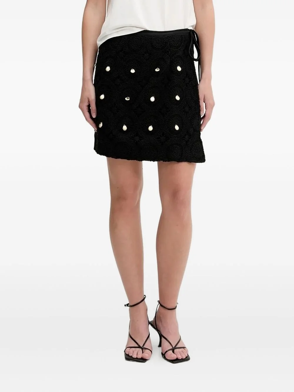 crochet-detail wrap mini skirt - 1