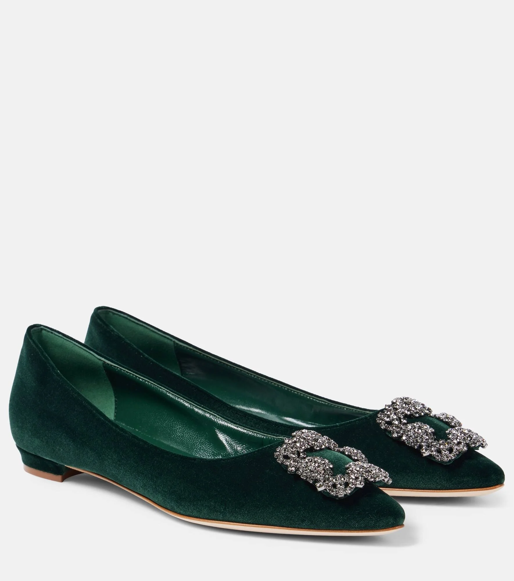 Hangisi embellished velvet ballet flats - 1