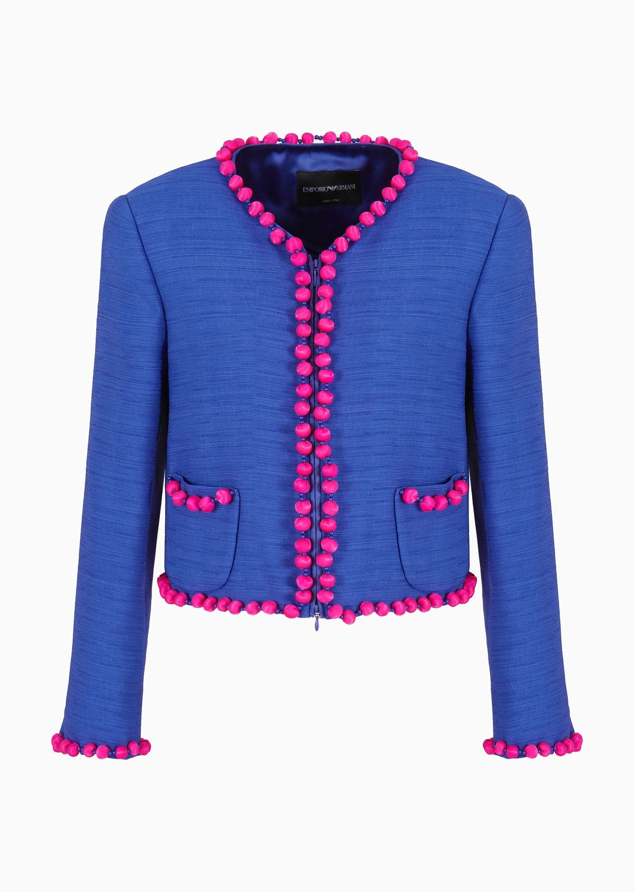 Viscose-crêpe jacket with pom-pom passementerie - 1