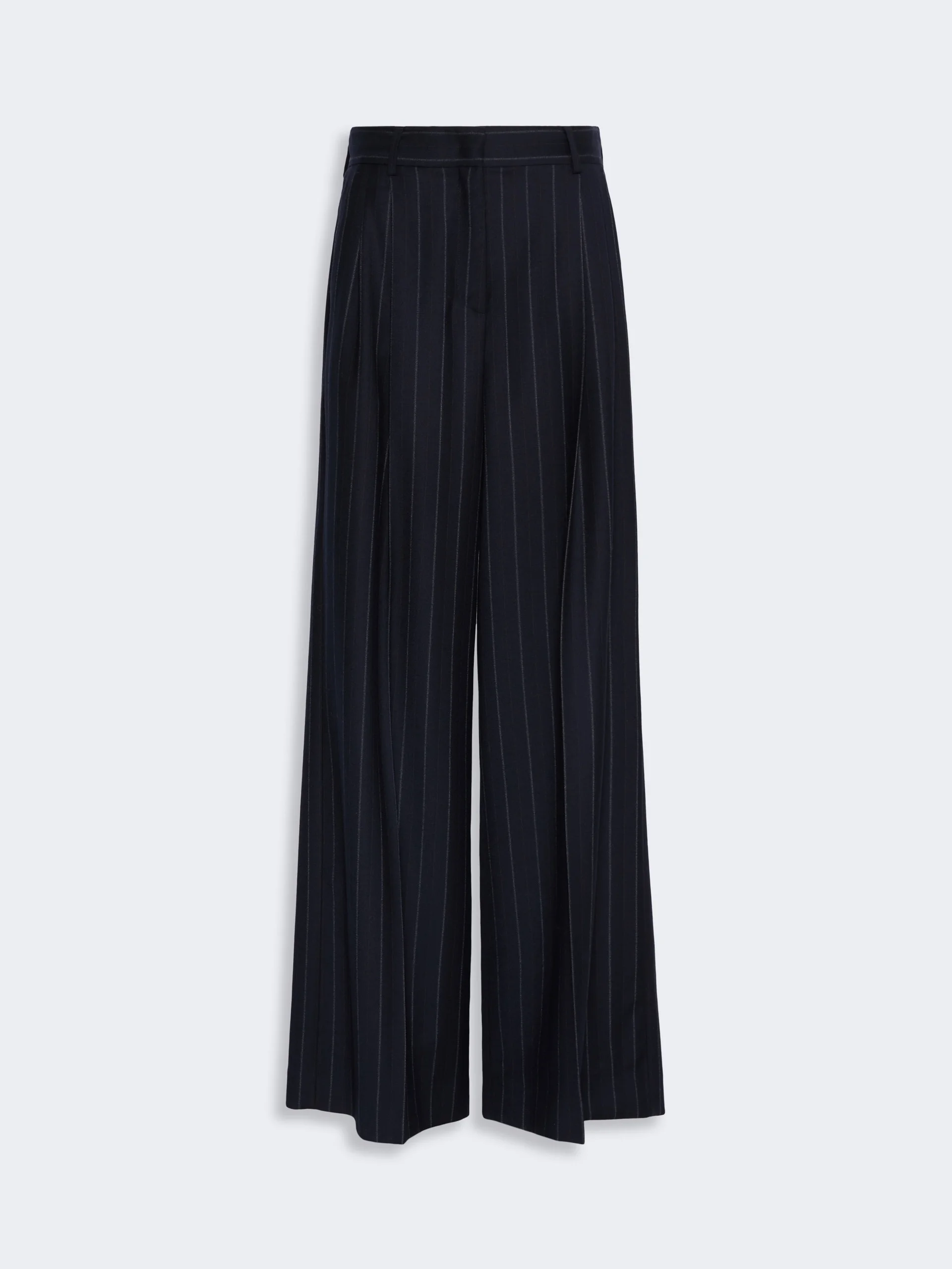 NEBBIE Wool pinstriped flannel trousers - NAVY - 1