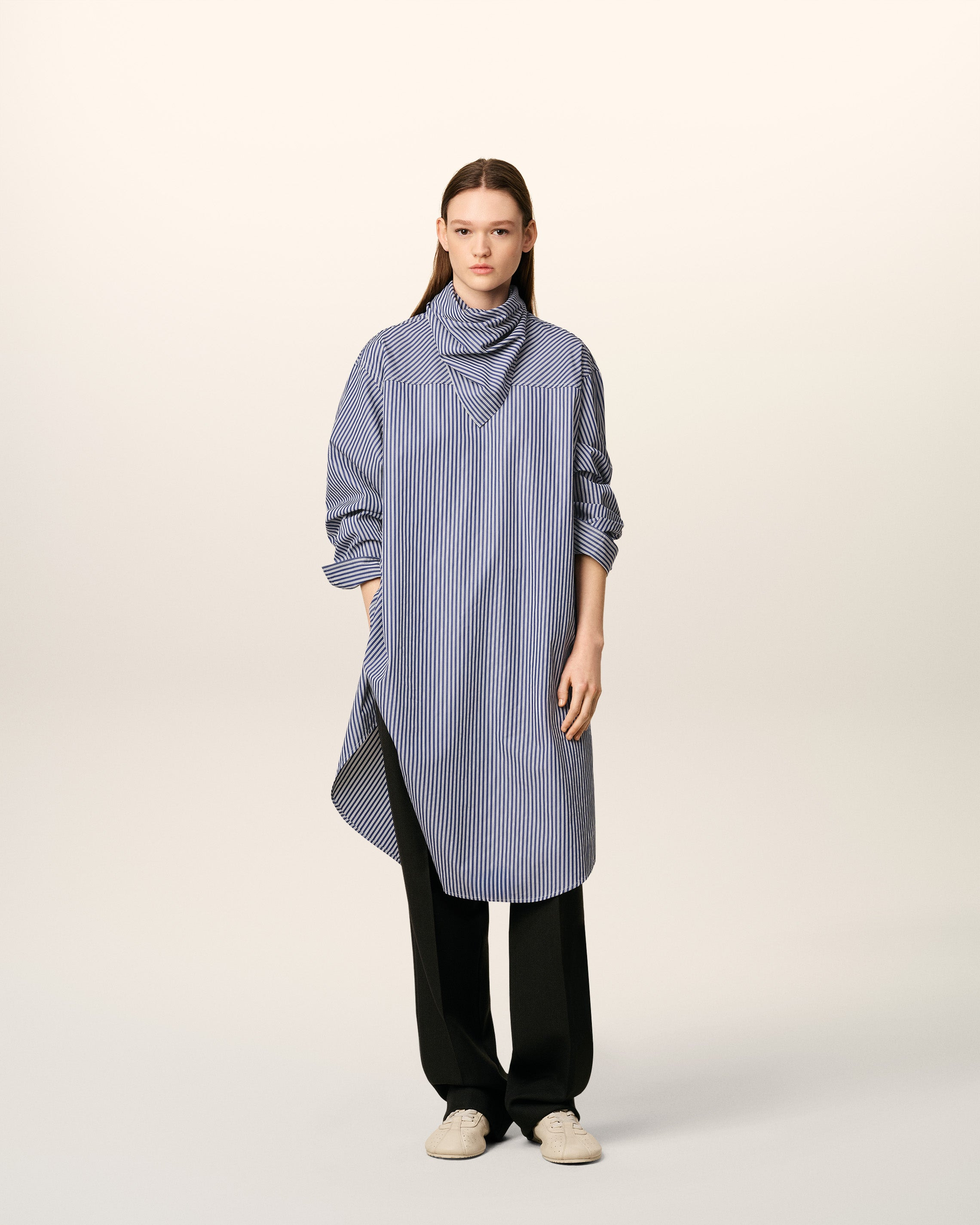 BLUE COTTON BANDANA MIDI DRESS - 2