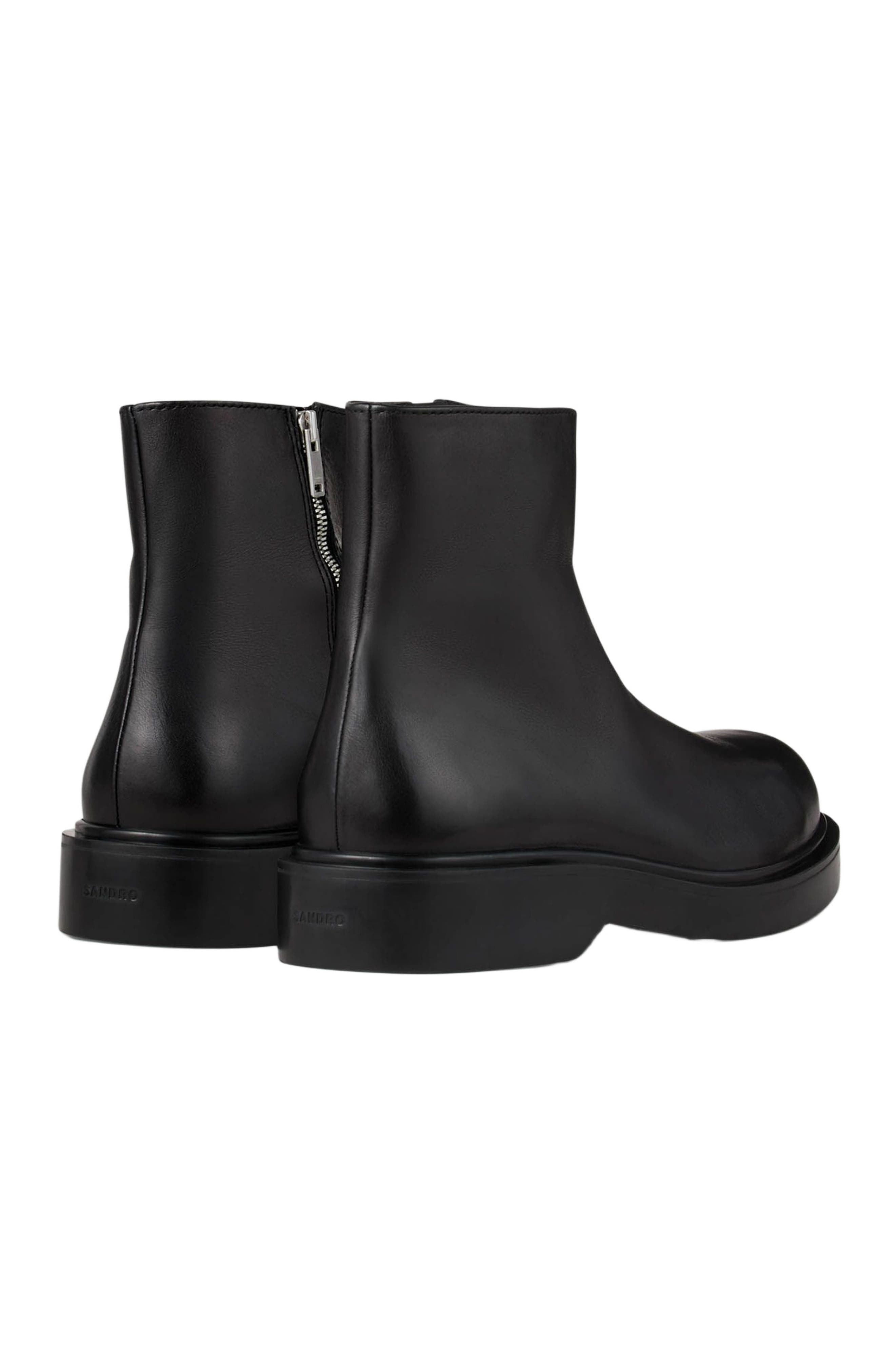 SANDRO Zipped leather ankle boots in Black at Nordstrom - 3
