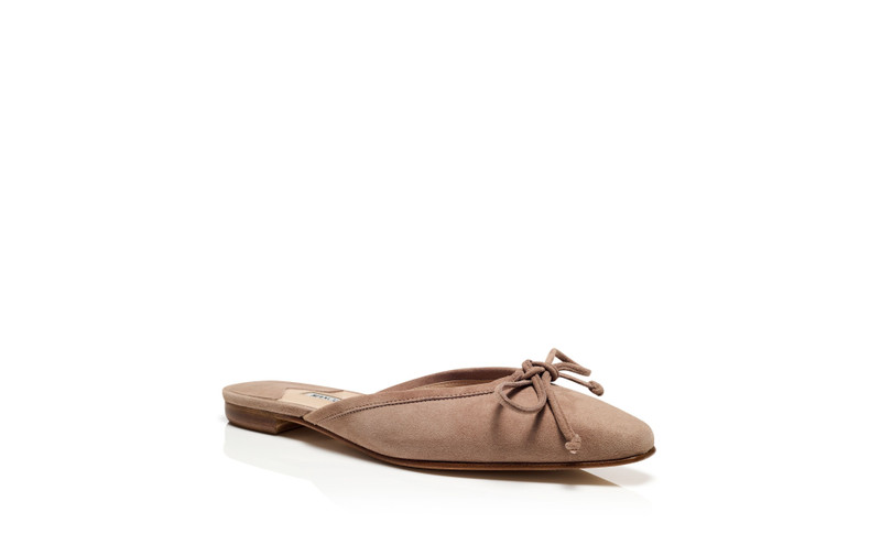 Light Beige Suede Flat Mules 3