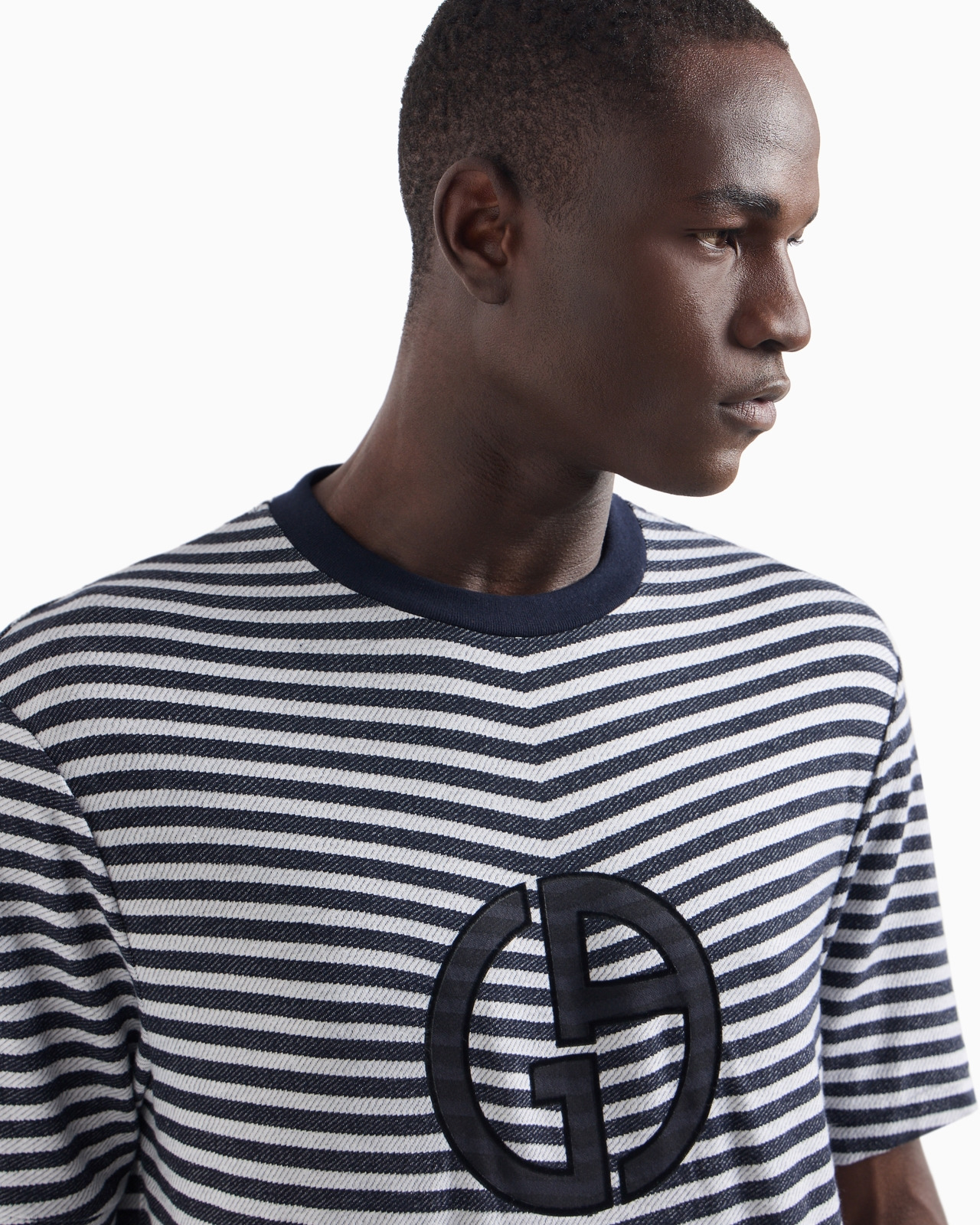 Chevron jacquard stretch viscose crew-neck T-shirt - 5