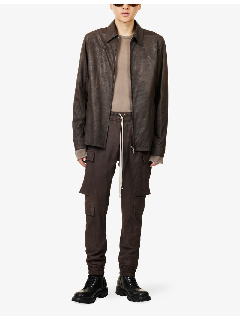 Rick Owens Mastodon Megacargo Tapered-Leg Leather Trousers outlook
