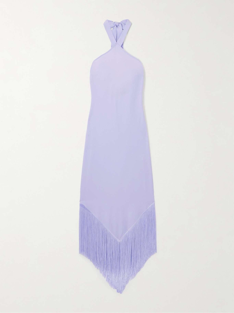 Nina fringed crepe halterneck maxi dress 1